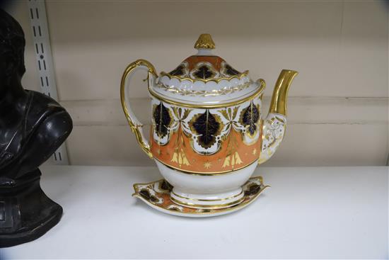 A Barr, Flight & Barr coffee pot and stand, c.1805, H. 9.25in.